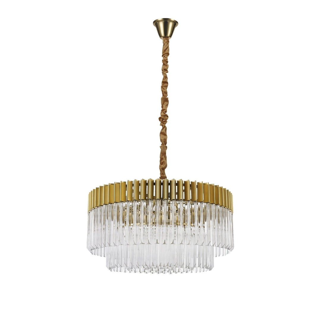 Nelson Lighting NL73499 Kobra Pendant Round 12 Light Brass/Glass