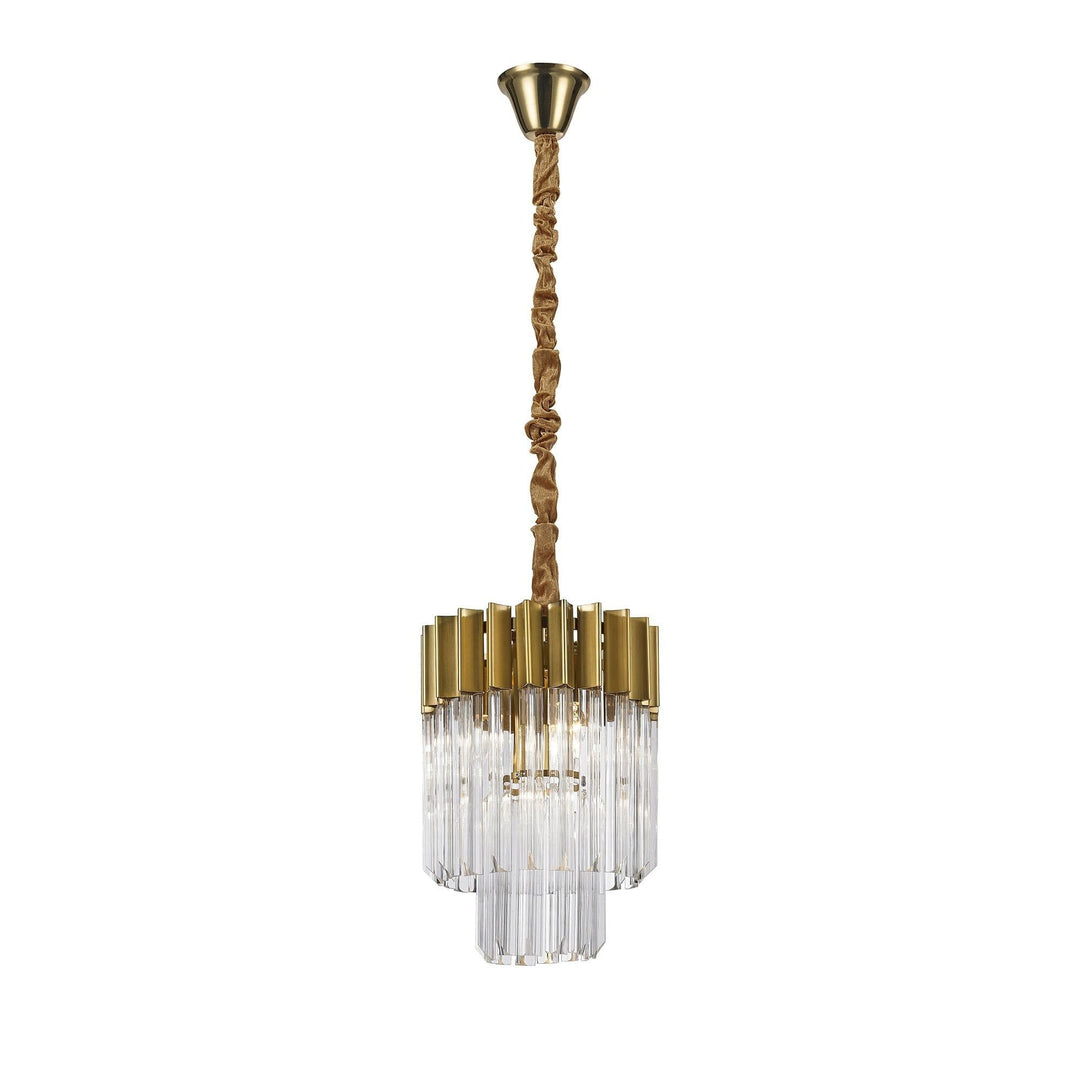 Nelson Lighting NL73519 Kobra Pendant Round 4 Light Brass/Glass