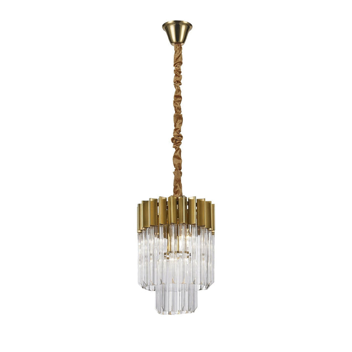 Nelson Lighting NL73519 Kobra Pendant Round 4 Light Brass/Glass