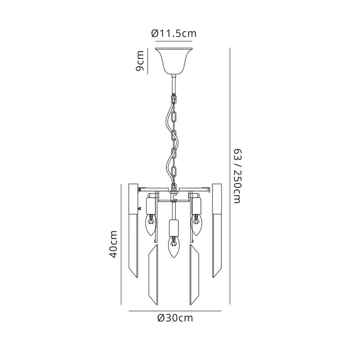 Nelson Lighting NL73519 Kobra Pendant Round 4 Light Brass/Glass