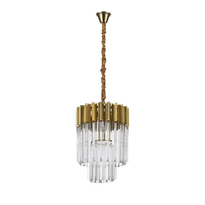 Nelson Lighting NL73519 Kobra Pendant Round 4 Light Brass/Glass