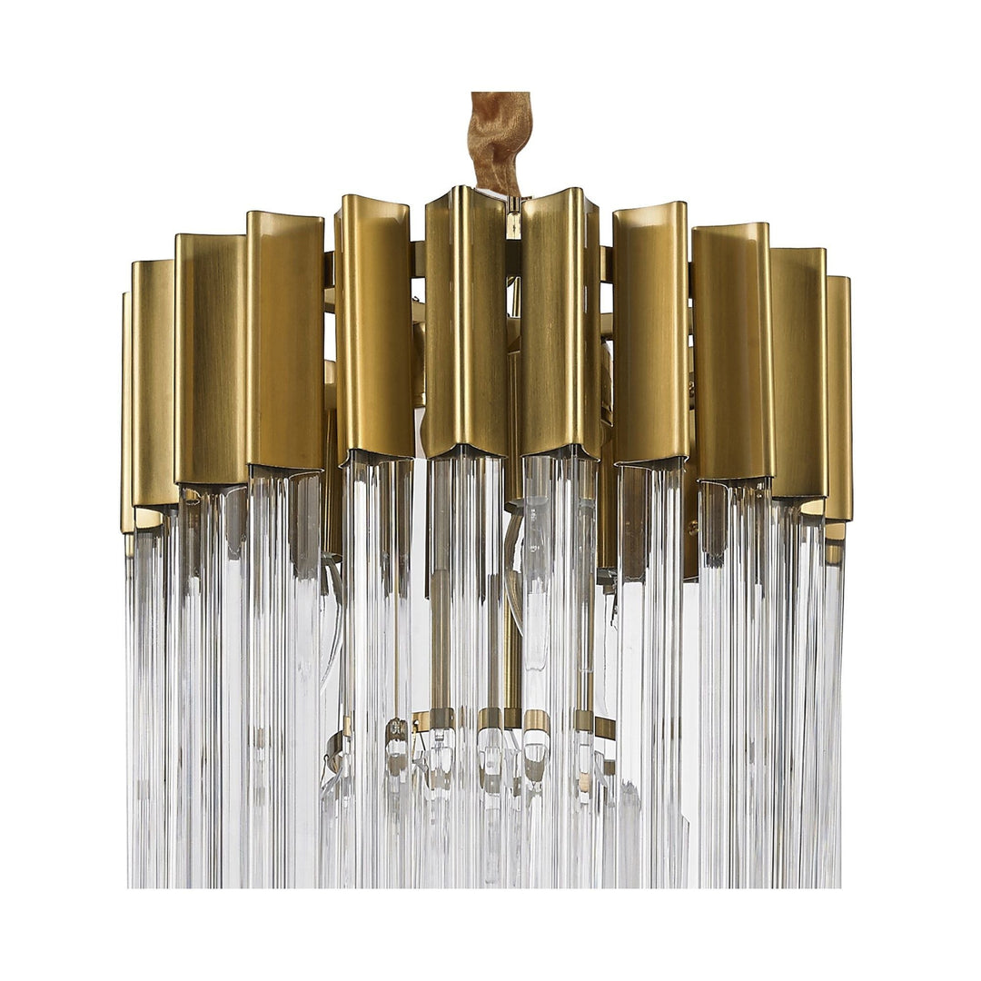 Nelson Lighting NL73519 Kobra Pendant Round 4 Light Brass/Glass