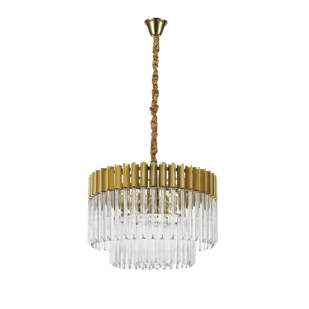 Nelson Lighting NL73509 Kobra Pendant Round 8 Light Brass/Glass