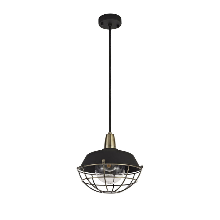 Nelson Lighting NL78479 Koby Outdoor Pendant 1 Light Matt Black/Brushed Bronze