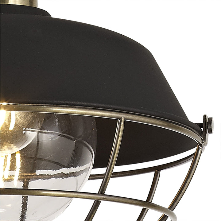 Nelson Lighting NL78479 Koby Outdoor Pendant 1 Light Matt Black/Brushed Bronze