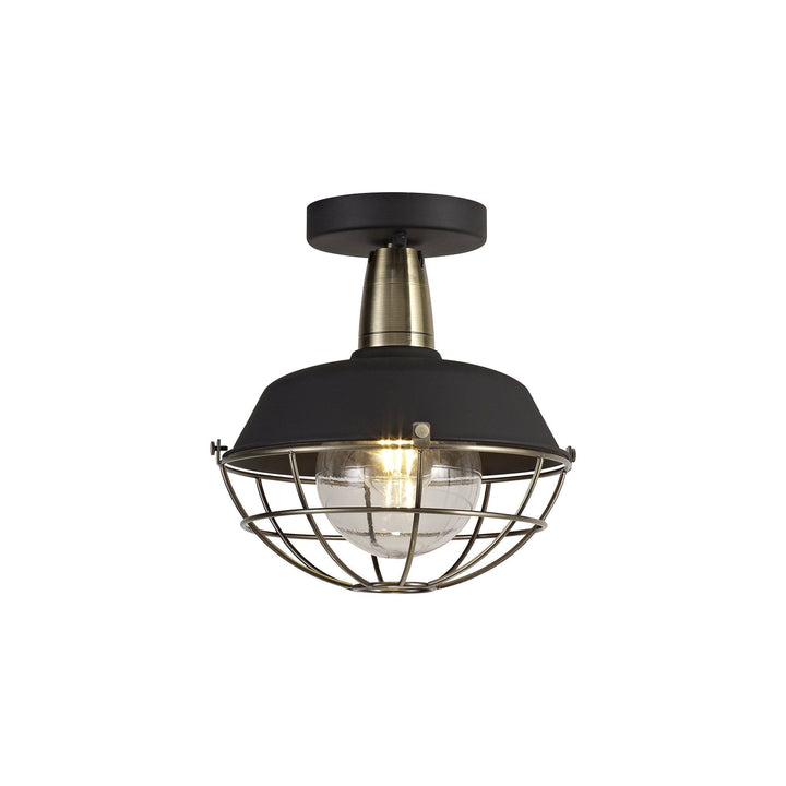 Nelson Lighting NL78489 Koby Outdoor Semi-Flush Ceiling 1 Light Matt Black/Brushed Bronze