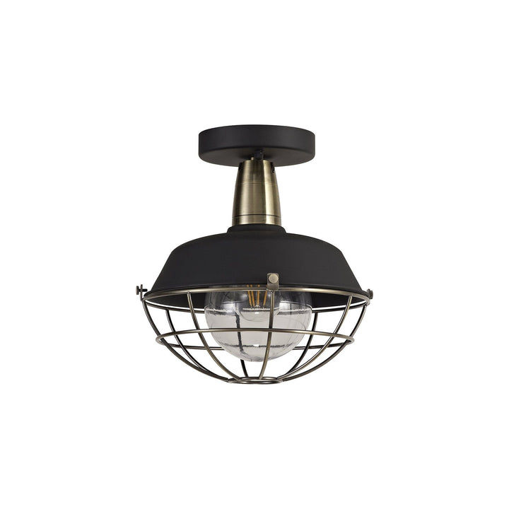 Nelson Lighting NL78489 Koby Outdoor Semi-Flush Ceiling 1 Light Matt Black/Brushed Bronze