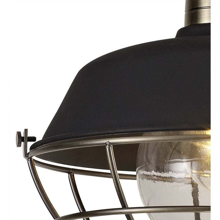 Nelson Lighting NL78489 Koby Outdoor Semi-Flush Ceiling 1 Light Matt Black/Brushed Bronze