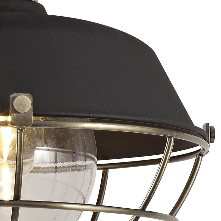 Nelson Lighting NL78489 Koby Outdoor Semi-Flush Ceiling 1 Light Matt Black/Brushed Bronze