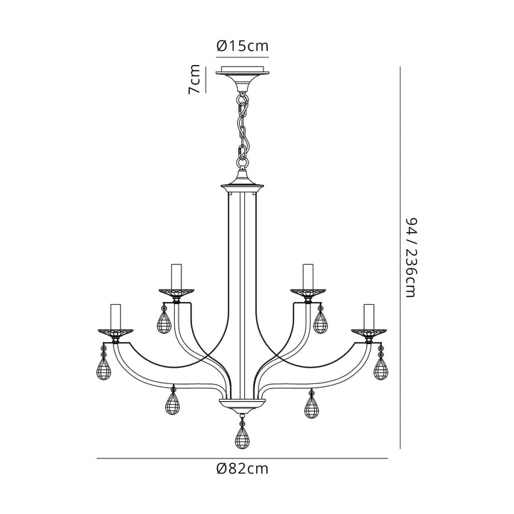 Nelson Lighting NL74289 Kort Pendant 12 Light Polished Chrome/Satin Nickel/Clear Crystal