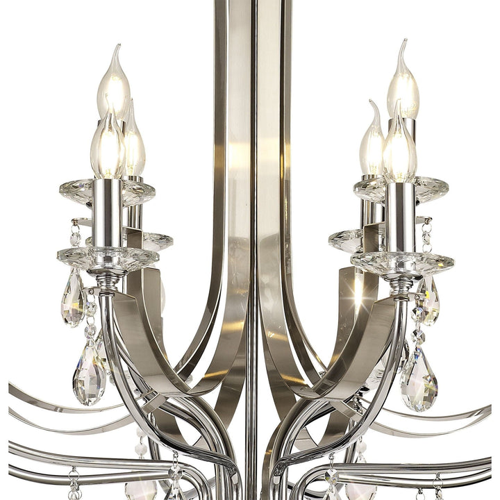 Nelson Lighting NL74289 Kort Pendant 12 Light Polished Chrome/Satin Nickel/Clear Crystal