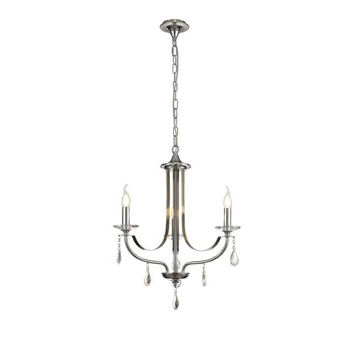 Nelson Lighting NL74259 Kort Pendant 3 Light Polished Chrome/Satin Nickel/Clear Crystal