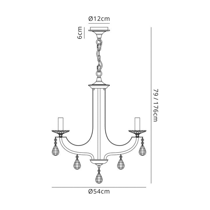 Nelson Lighting NL74259 Kort Pendant 3 Light Polished Chrome/Satin Nickel/Clear Crystal