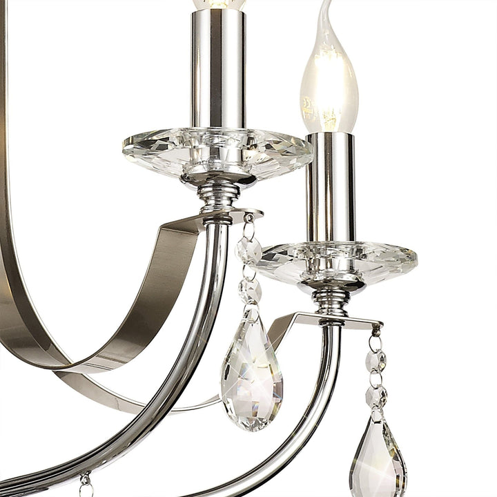 Nelson Lighting NL74269 Kort Pendant 5 Light Polished Chrome & Satin Nickel/Clear Crystal