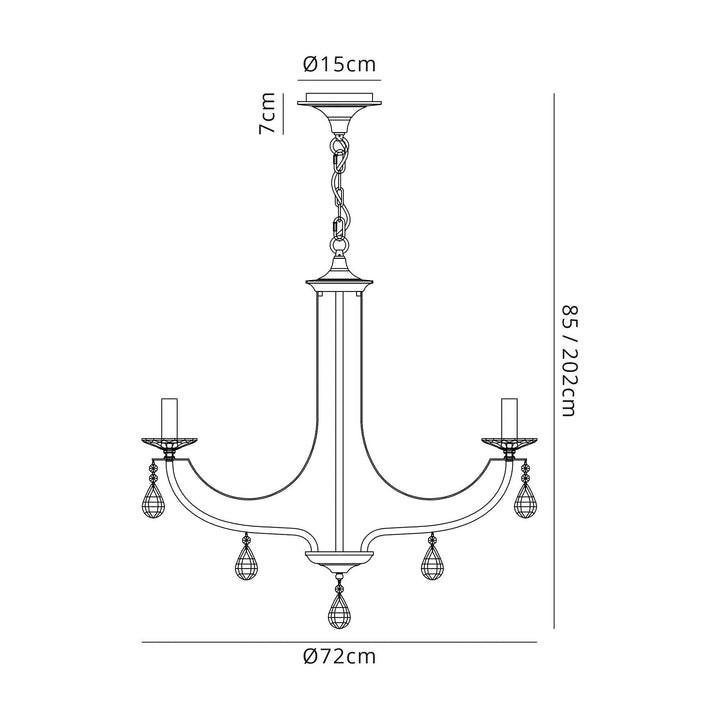 Nelson Lighting NL74279 Kort Pendant 8 Light Polished Chrome/Satin Nickel/Clear Crystal