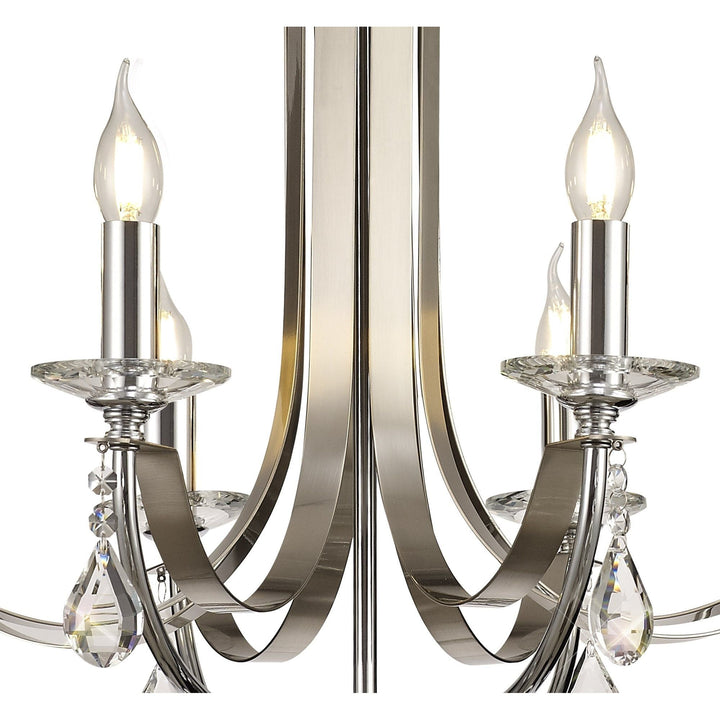 Nelson Lighting NL74279 Kort Pendant 8 Light Polished Chrome/Satin Nickel/Clear Crystal