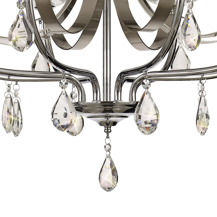 Nelson Lighting NL74279 Kort Pendant 8 Light Polished Chrome/Satin Nickel/Clear Crystal
