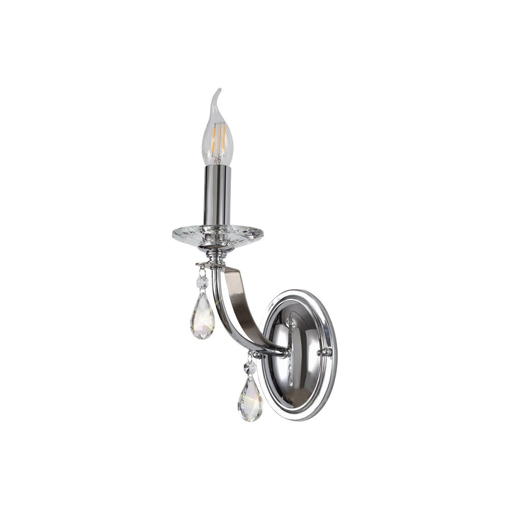 Nelson Lighting NL74239 Kort Wall Lamp 1 Light Polished Chrome/Satin Nickel/Clear Crystal