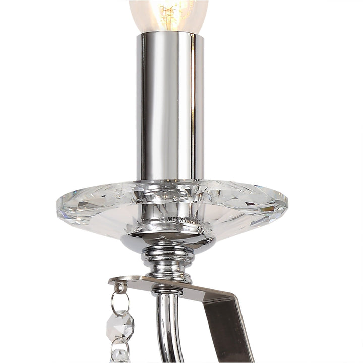 Nelson Lighting NL74249 Kort Wall Lamp 2 Light Polished Chrome/Satin Nickel/Clear Crystal