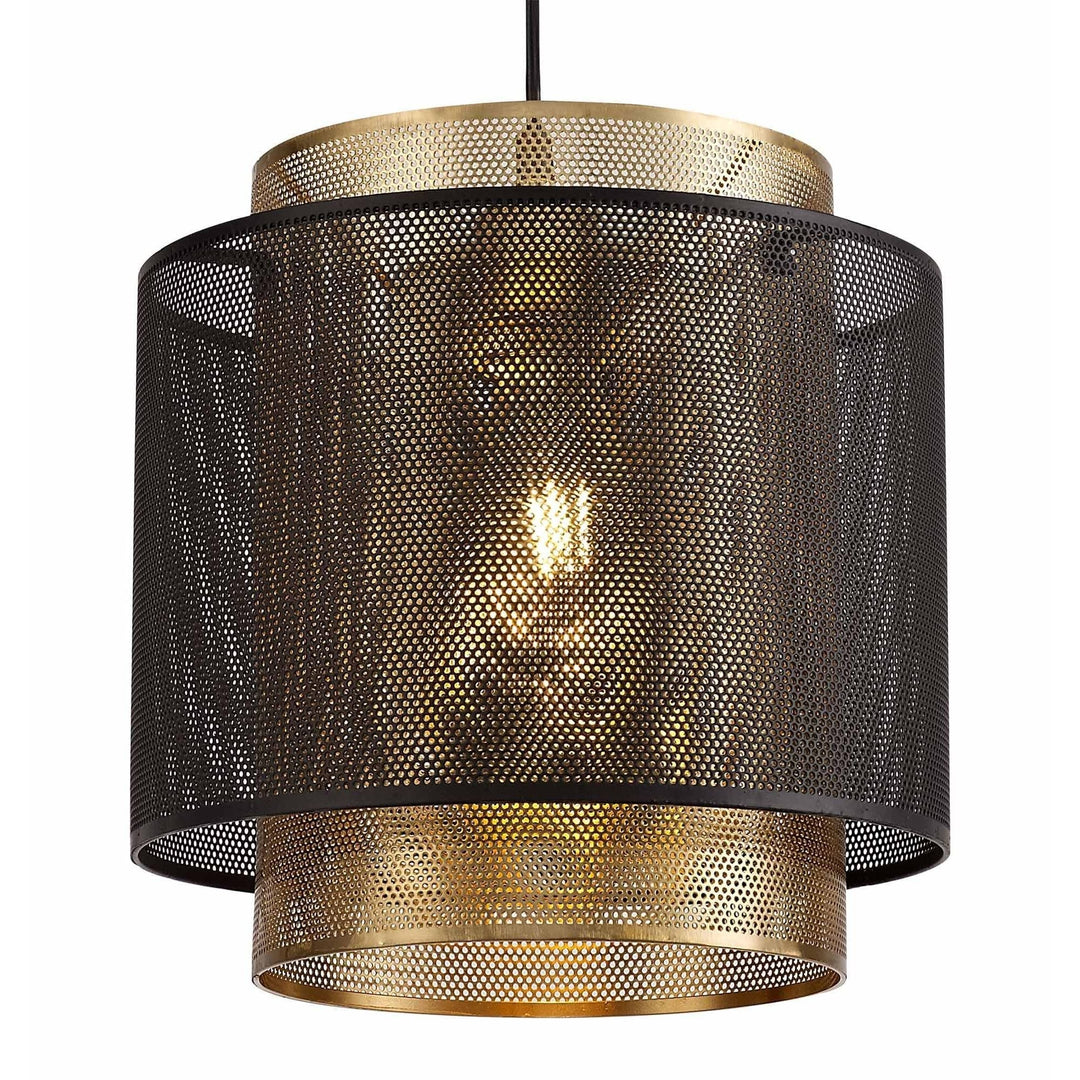 Nelson Lighting NL76049 Lassie Single Large Pendant 1 Light Adjustable Matt Black/Satin Gold