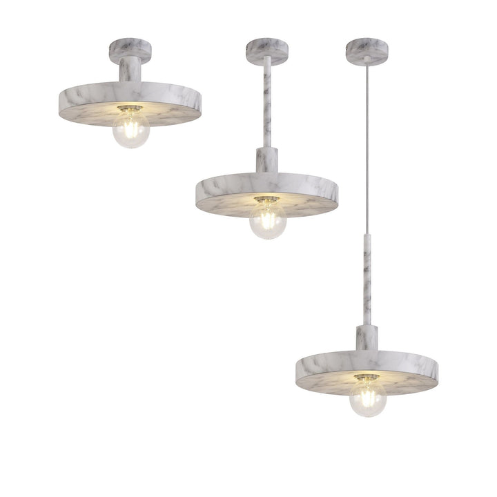 Nelson Lighting NL75969 Lat Single Pendant 1 Light Adjustable Marble Effect