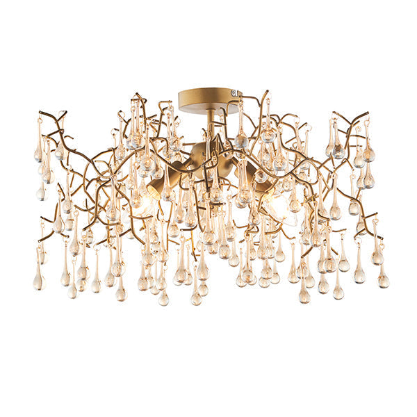 Endon 81696 3 Light Semi Flush Ceiling Light Aged Gold Paint & Champagne Lustre Glass