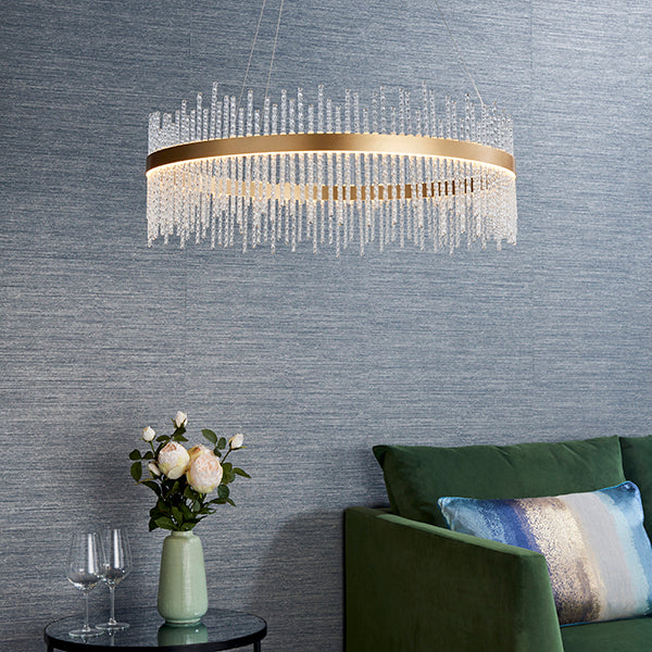 Endon 81908 LED Pendant Brushed Gold Plated Finish & Clear Glass