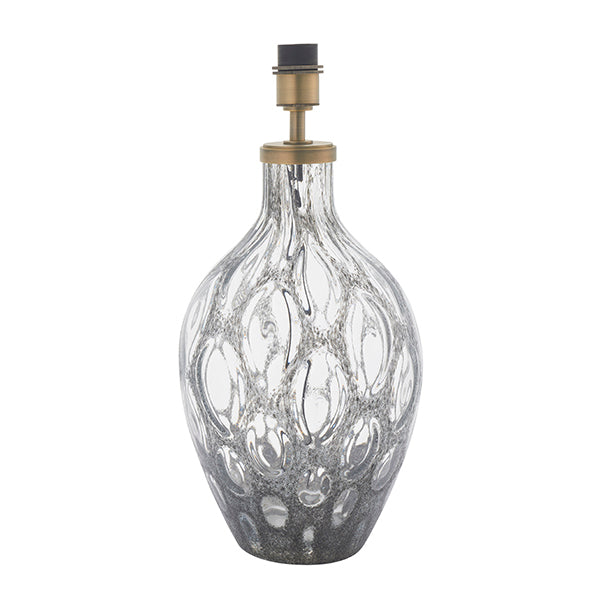 Endon 91148 1 Light Table Lamp Charcoal Artisan Glass & Matt Antique Brass Plate Base Only