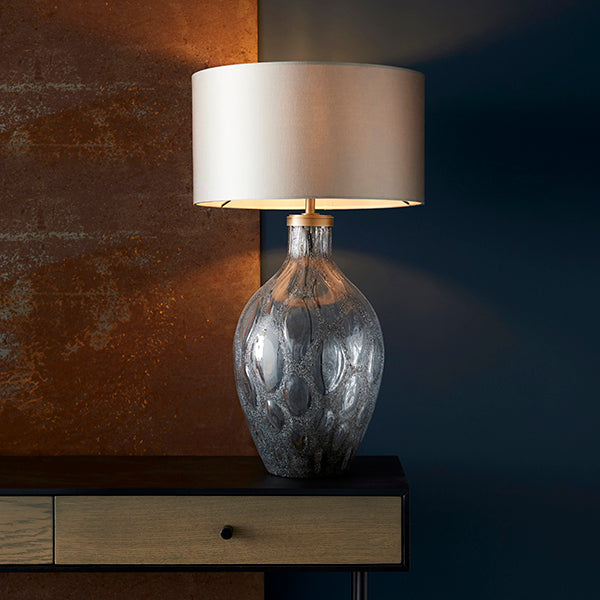 Endon 91148 1 Light Table Lamp Charcoal Artisan Glass & Matt Antique Brass Plate Base Only