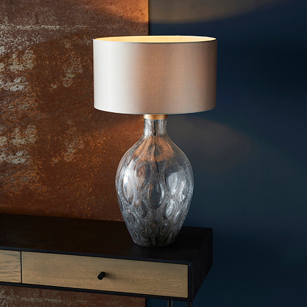 Endon 91148 1 Light Table Lamp Charcoal Artisan Glass & Matt Antique Brass Plate Base Only