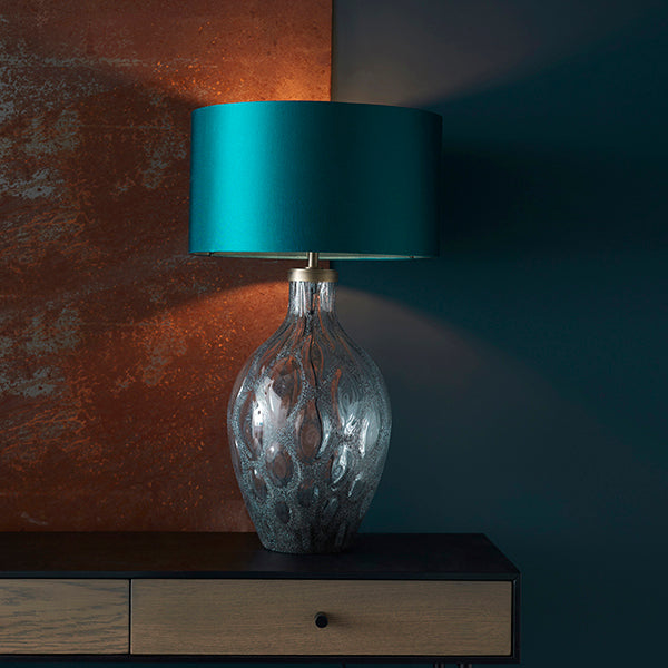 Endon 91148 1 Light Table Lamp Charcoal Artisan Glass & Matt Antique Brass Plate Base Only