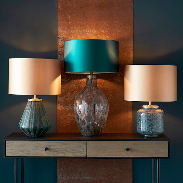 Endon 91148 1 Light Table Lamp Charcoal Artisan Glass & Matt Antique Brass Plate Base Only