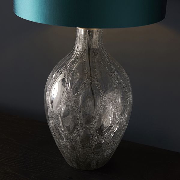 Nelson Lighting NL941148 1 Light Table Lamp Charcoal Artisan Glass & Matt Antique Brass Plate Base Only