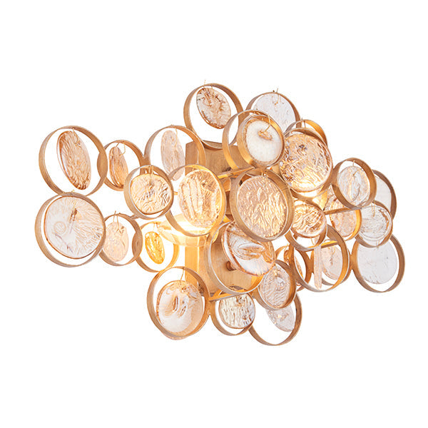 Endon 91990 2 Light Wall Light Antique Gold Paint, Clear & Amber Glass