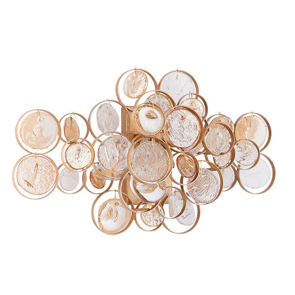 Endon 91990 2 Light Wall Light Antique Gold Paint, Clear & Amber Glass