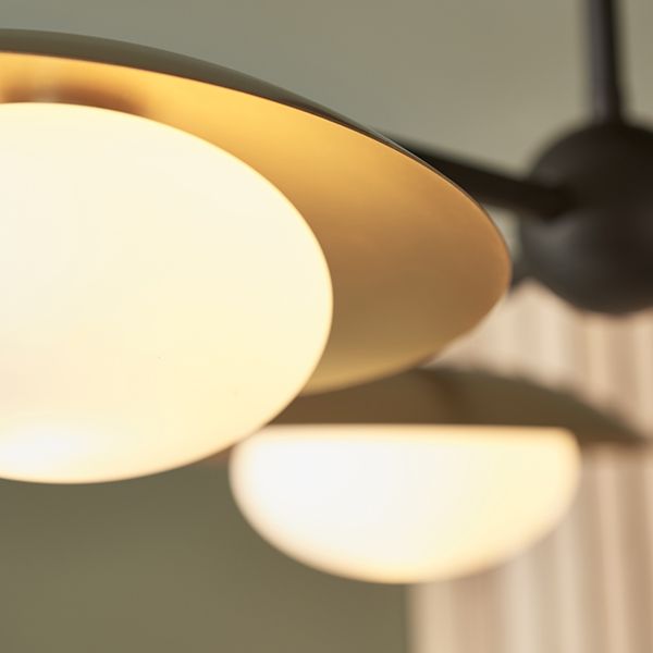 Endon 92034 3 Light Semi Flush Ceiling Light Gold & Dark Bronze Finish With Opal Glass