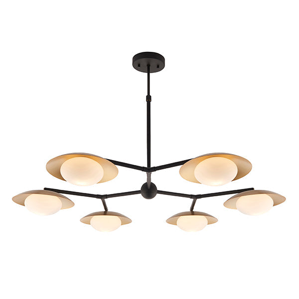 Endon 92035 6 Light Semi Flush Ceiling Light Gold & Dark Bronze Finish With Opal Glass