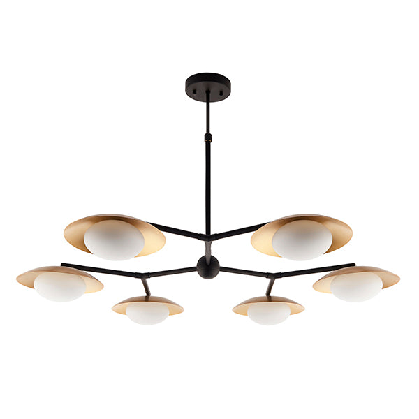 Endon 92035 6 Light Semi Flush Ceiling Light Gold & Dark Bronze Finish With Opal Glass