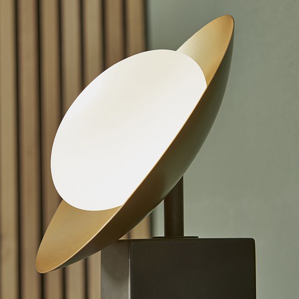 Endon 92038 1 Light Table Lamp Gold & Dark Bronze Finish With Opal Glass