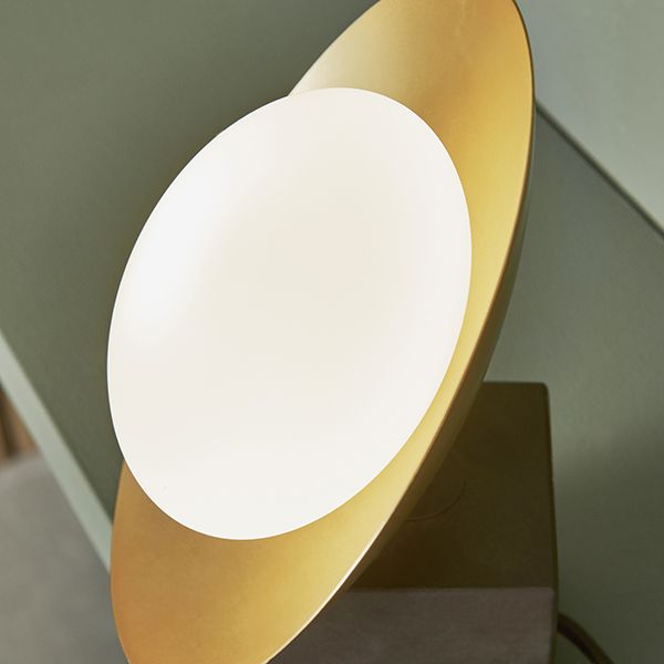 Endon 92038 1 Light Table Lamp Gold & Dark Bronze Finish With Opal Glass