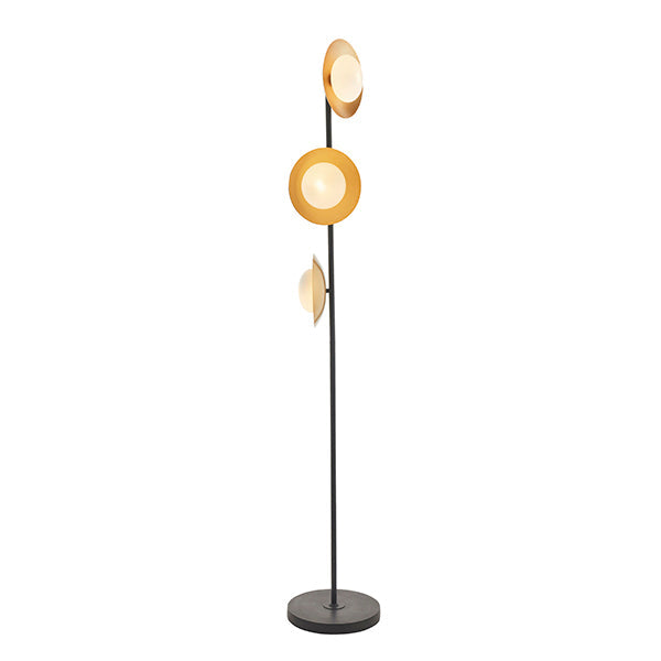 Nelson Lighting NL942039 3 Light Floor Lamp Gold & Dark Bronze Finish With Opal Glass