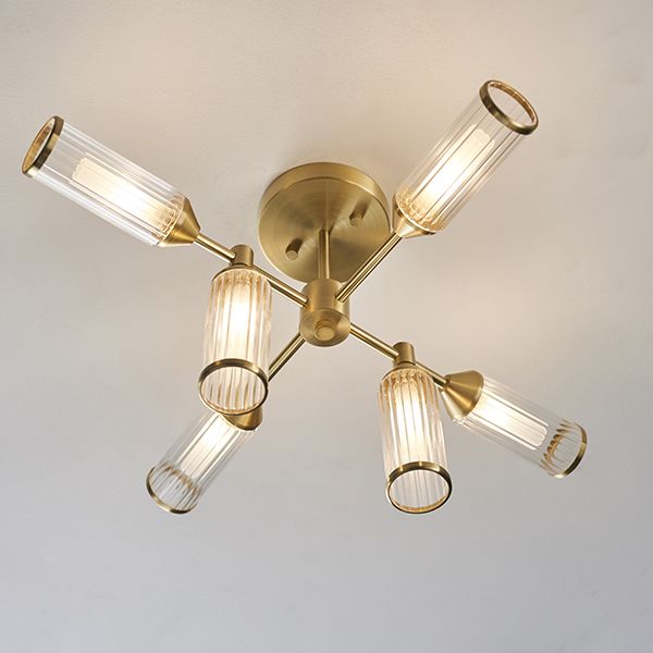 Endon 92213 | Semi-Flush Ceiling Light | Satin Brass with Glass