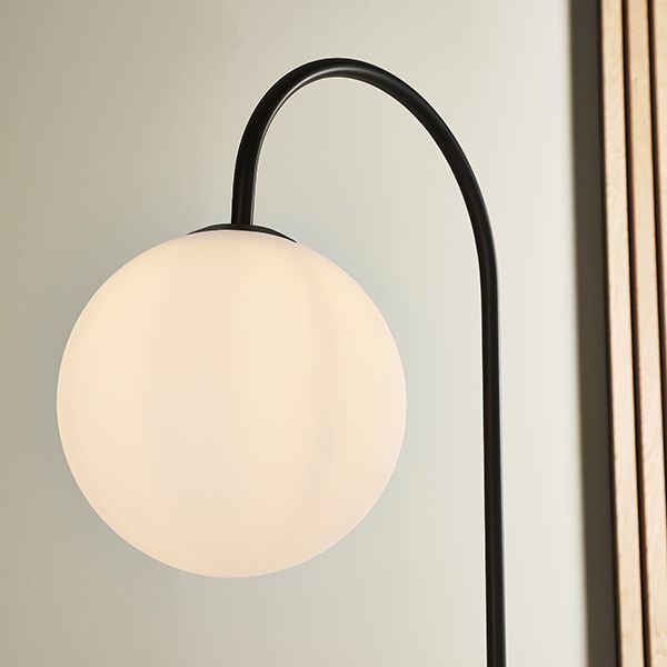 Nelson Lighting NL942424 | Satin Black & Opal Glass Floor Lamp