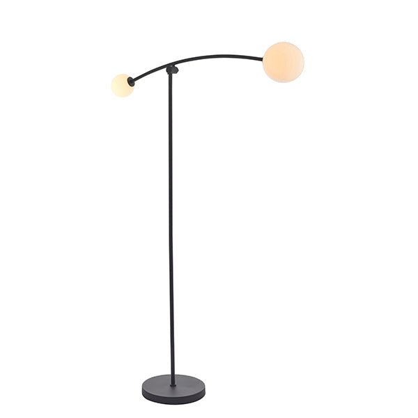 Nelson Lighting NL942604 | 2 Light Floor Lamp | Matt Black & Gloss Opal Glass