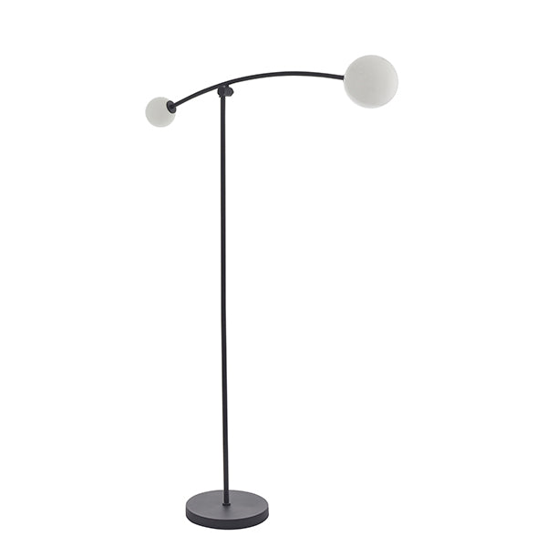 Nelson Lighting NL942604 | 2 Light Floor Lamp | Matt Black & Gloss Opal Glass