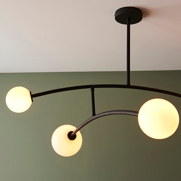 Endon 92940 | 4 Light Semi Flush Ceiling Light | Textured Matt Black & Gloss Opal Glass