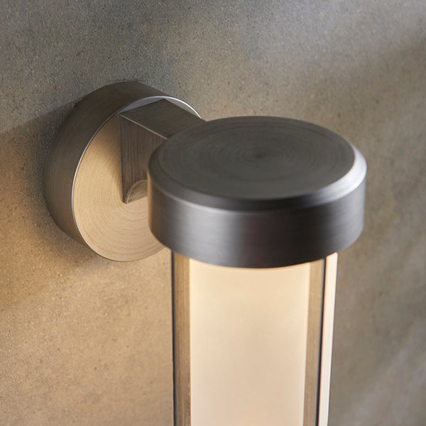 Nelson Lighting NL944990 Outdoor LED Wall Light Brushed Silver Finish & Frosted Glass