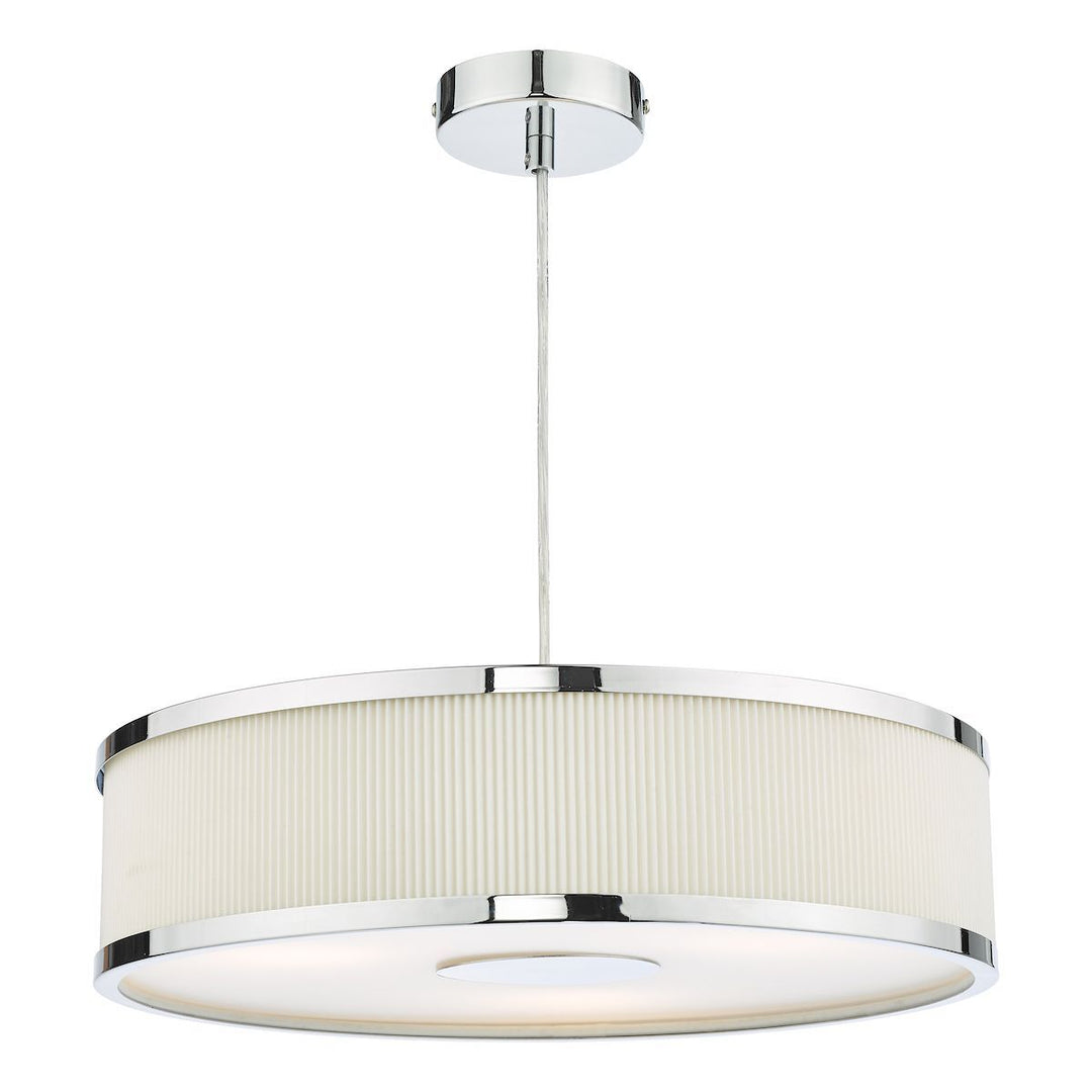 Dar Lighting ALV1033 | Alvaro 3-Light Pendant | Polished Chrome | Ivory