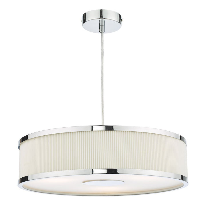 Dar Lighting ALV1033 | Alvaro 3-Light Pendant | Polished Chrome | Ivory