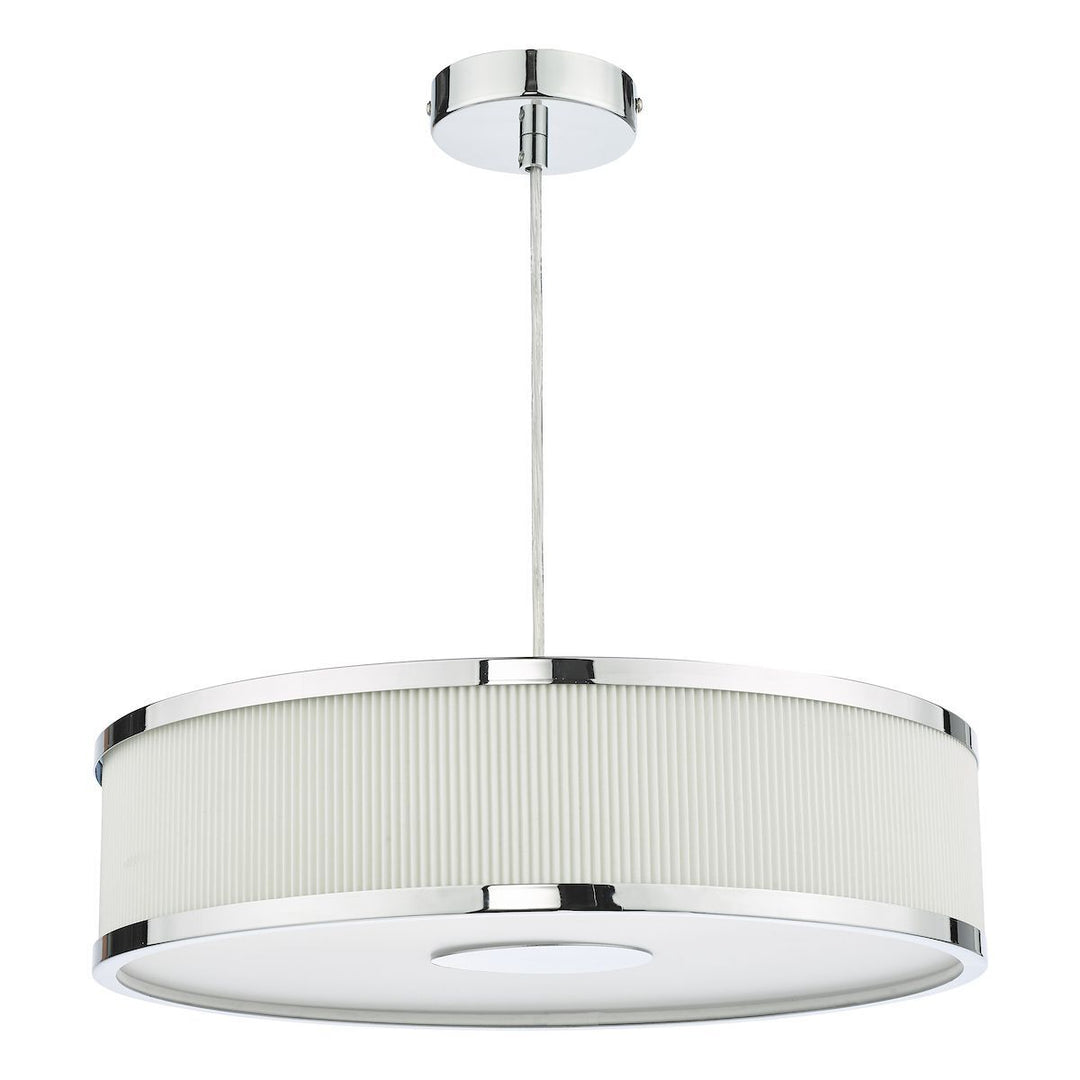 Dar Lighting ALV1033 | Alvaro 3-Light Pendant | Polished Chrome | Ivory